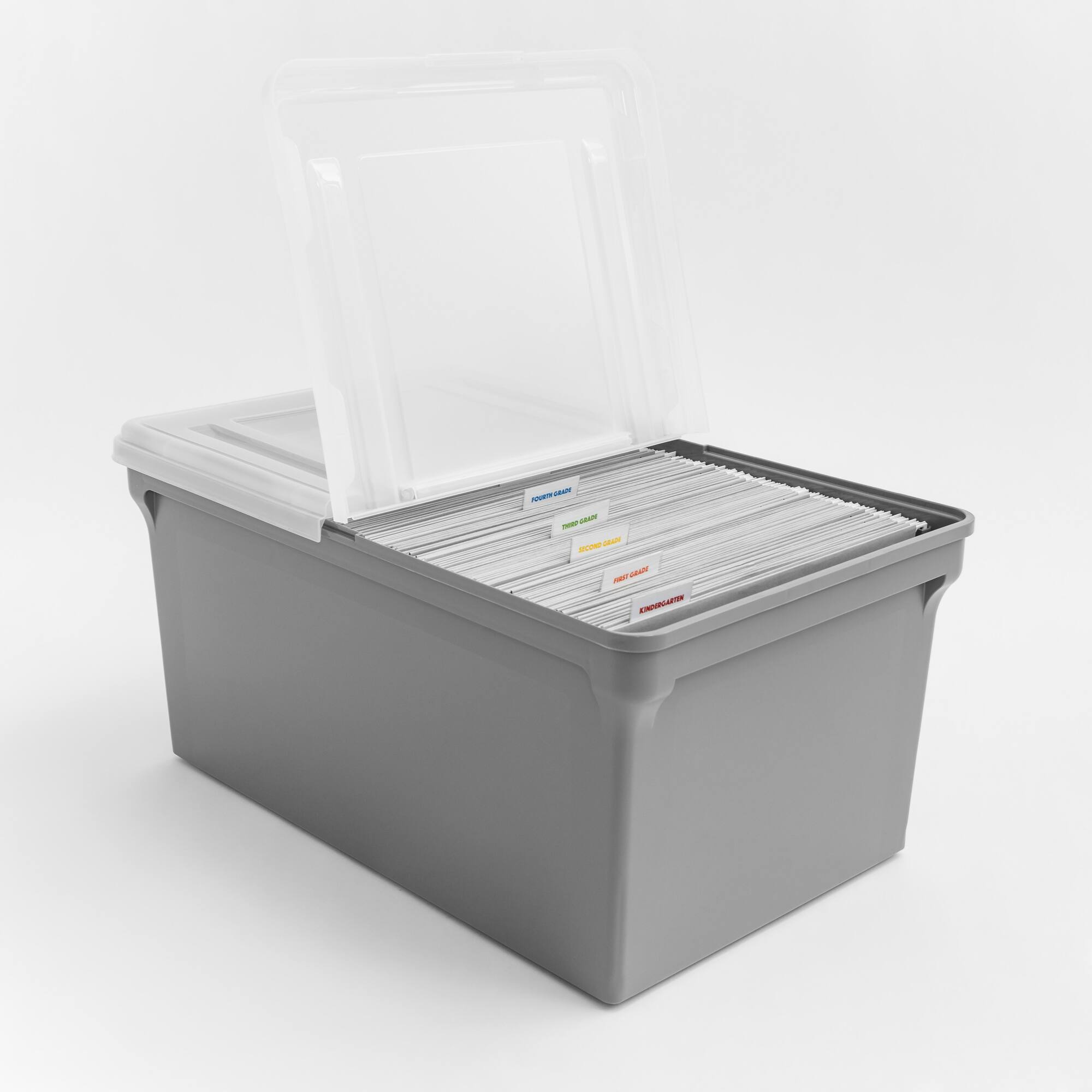 Iris® Gray Split-Lid Letter Size File Box, 4 Pack